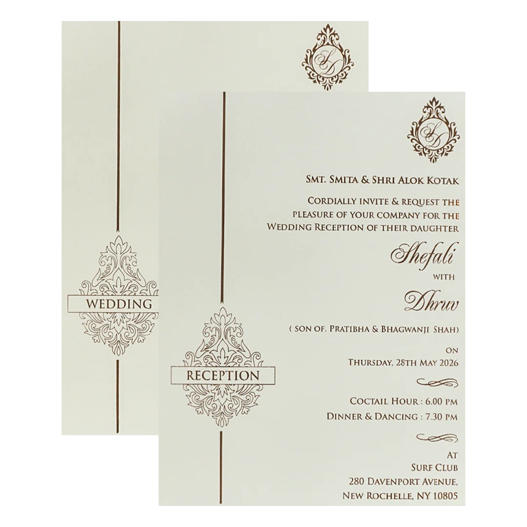 White Floral Ganesha Padded Wedding Card-KRE28170 - Image 5