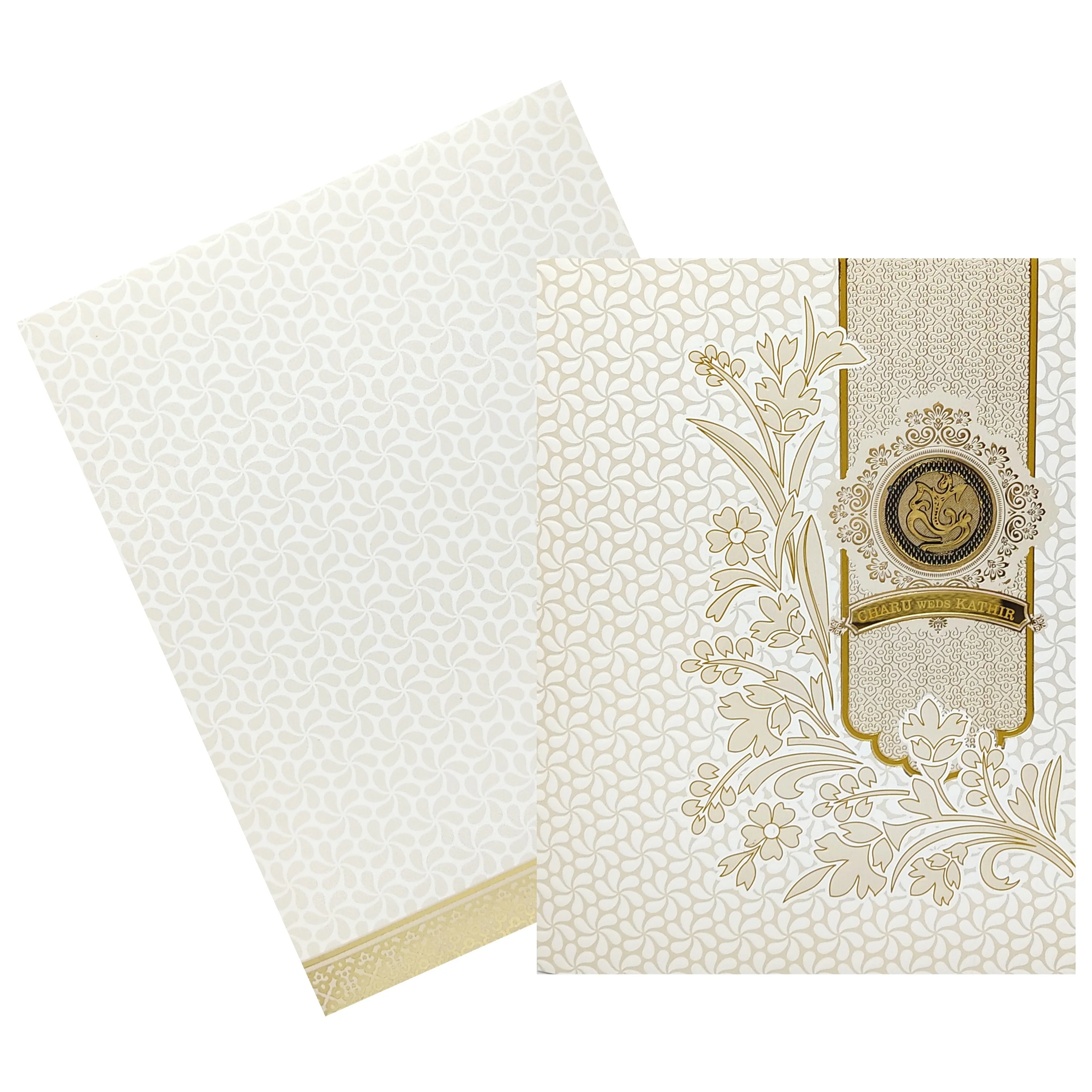 White Floral Invitation Card With Name Plate-KNJS2058 - Image 2