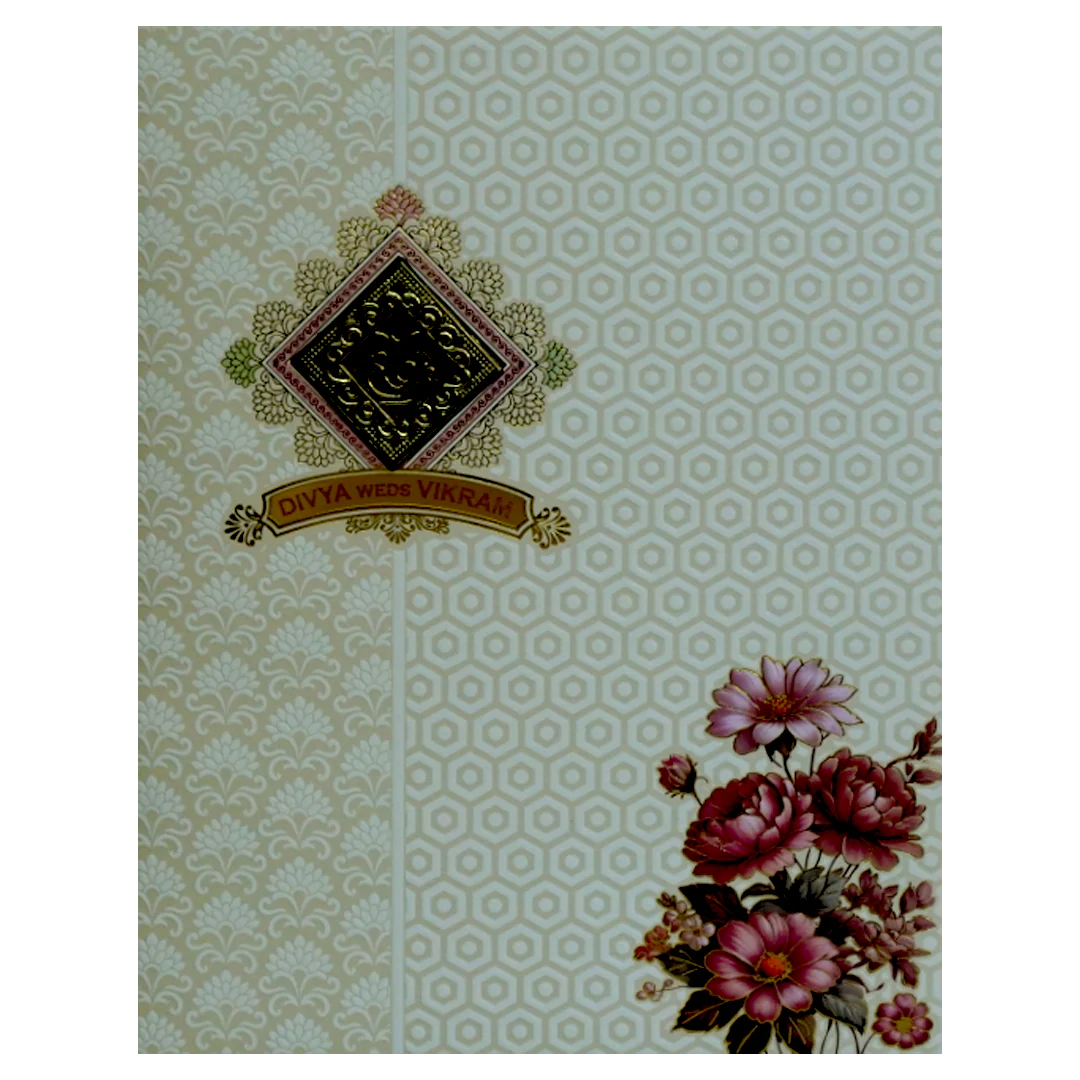 White Floral Nameplate Wedding Card-KNJP1202 - Image 3