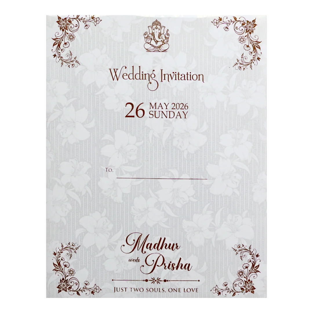 White Floral Padded Wedding Card - KSH73540 - Image 4