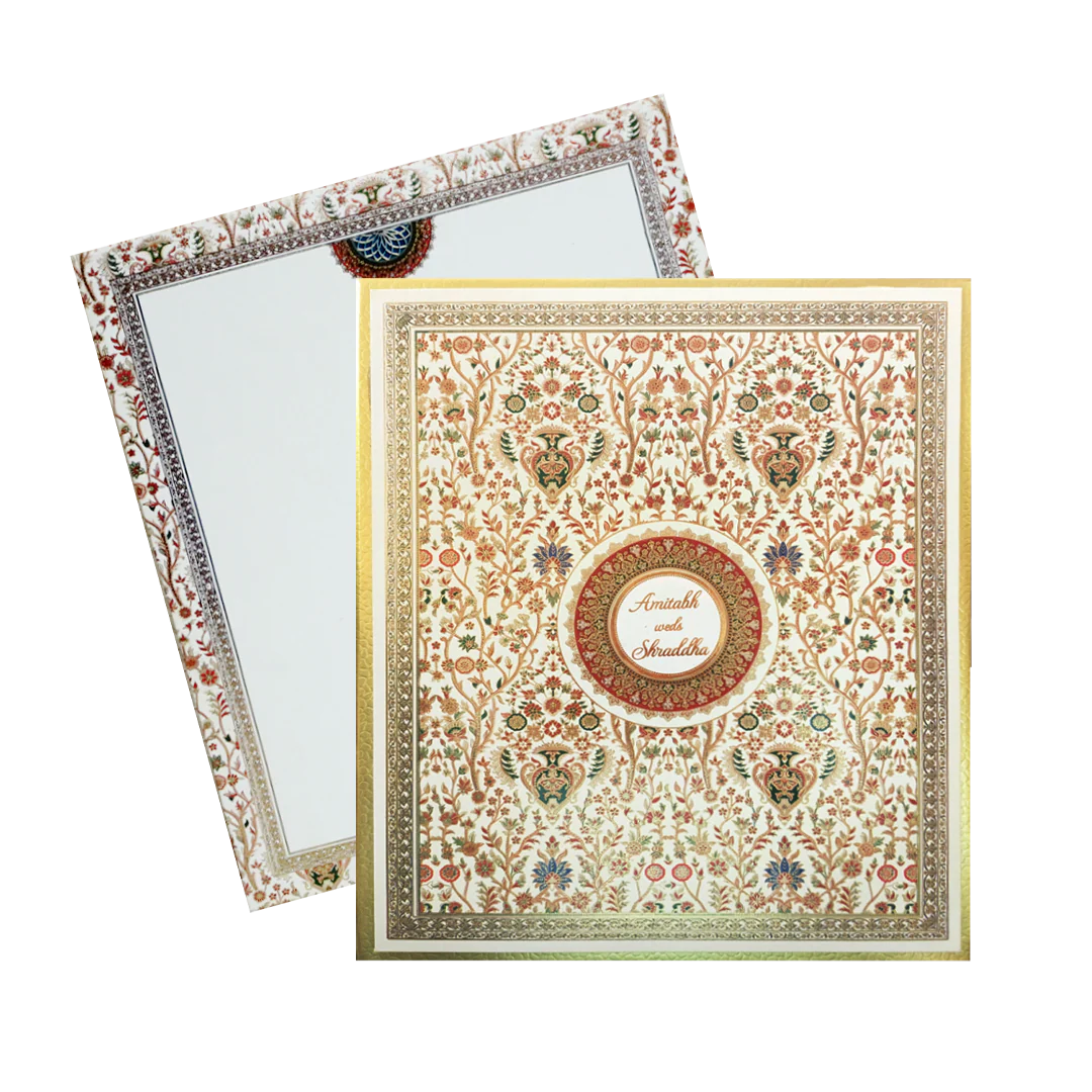 White Floral Pattern Padded Invitation Card-KAC05760 - Image 2