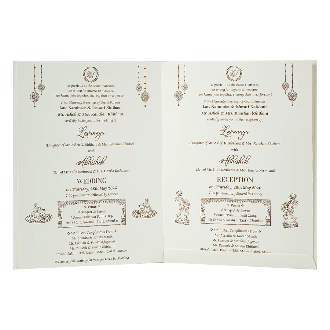White Ganesha Arch Wedding Card-KRE27780 - Image 5
