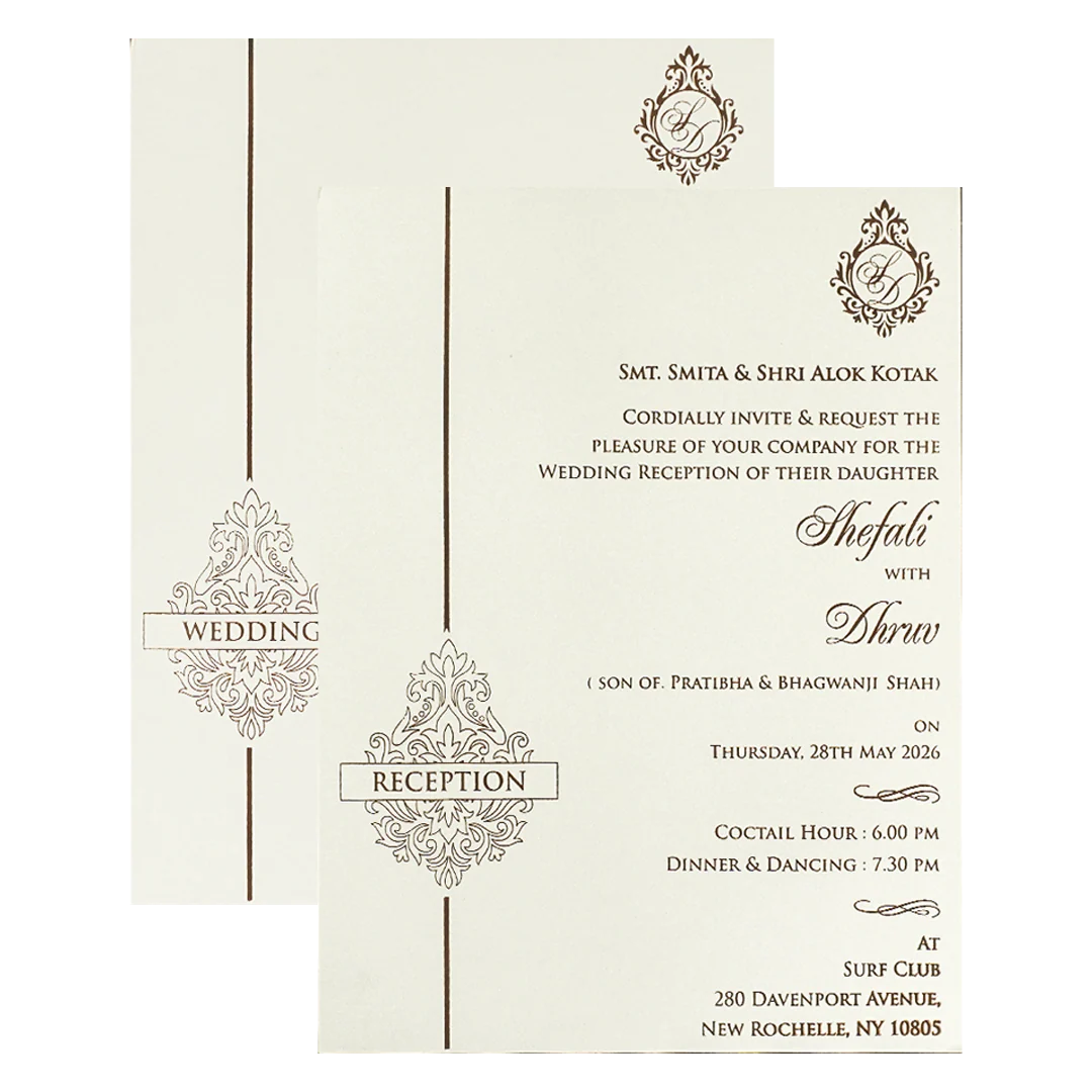 White Ganesha Embossed Padded Wedding Card-KRE28160 - Image 5