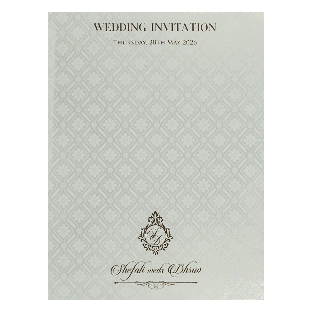 White Ganesha Floral Wedding Card-KRE28370 - Image 4