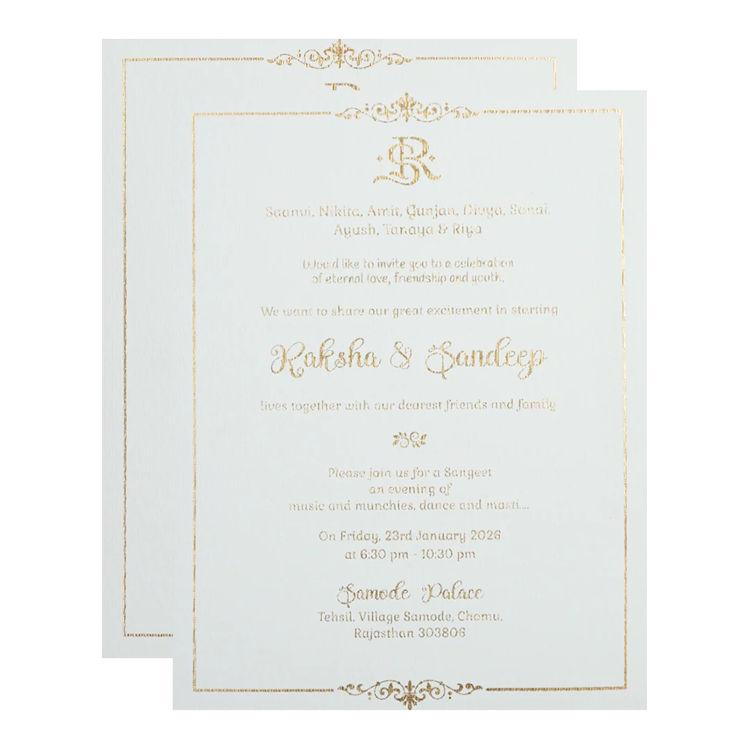 White Gold Floral Border Padded Wedding Card-KSI64350 - Image 5