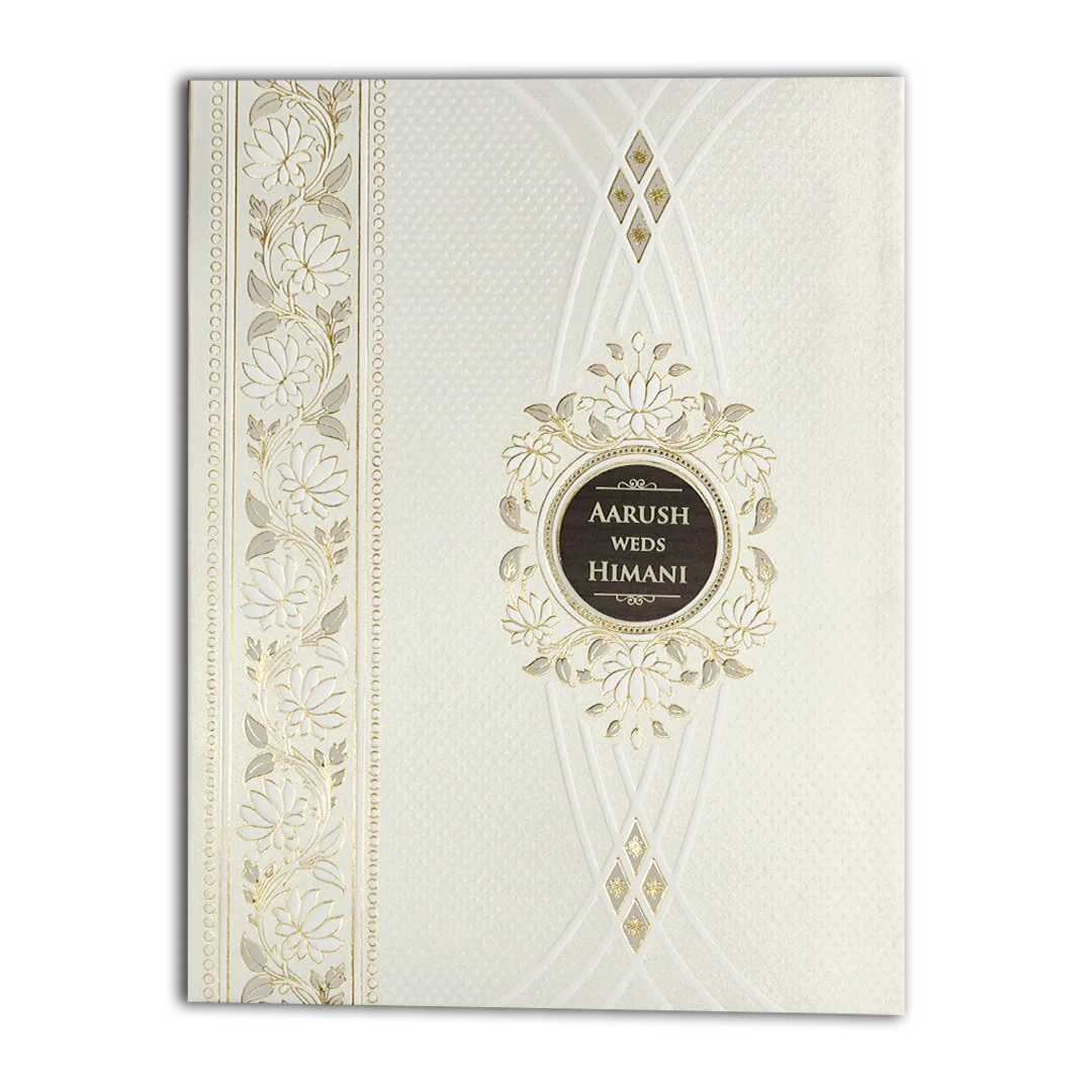 White Floral Padded Wedding Card-KSH73600 - Image 3