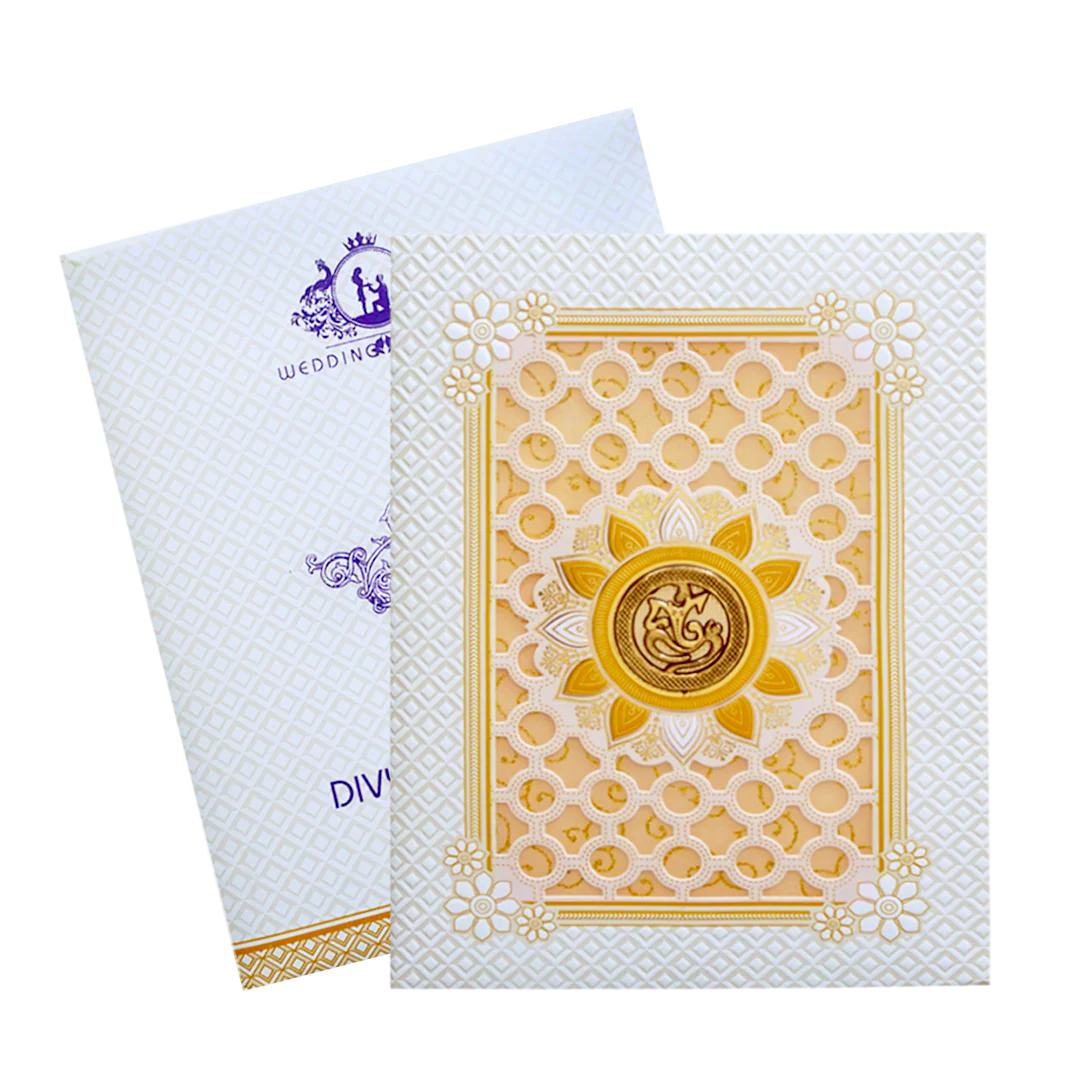 White Laser Cut Wedding Invitation Card-KNK7059W - Image 2
