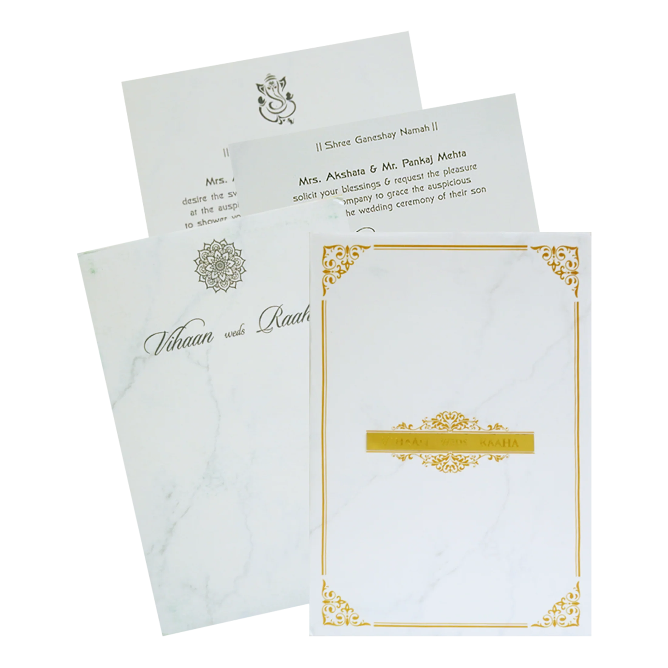 White Nameplate Padded Invitation Card-KRC30620