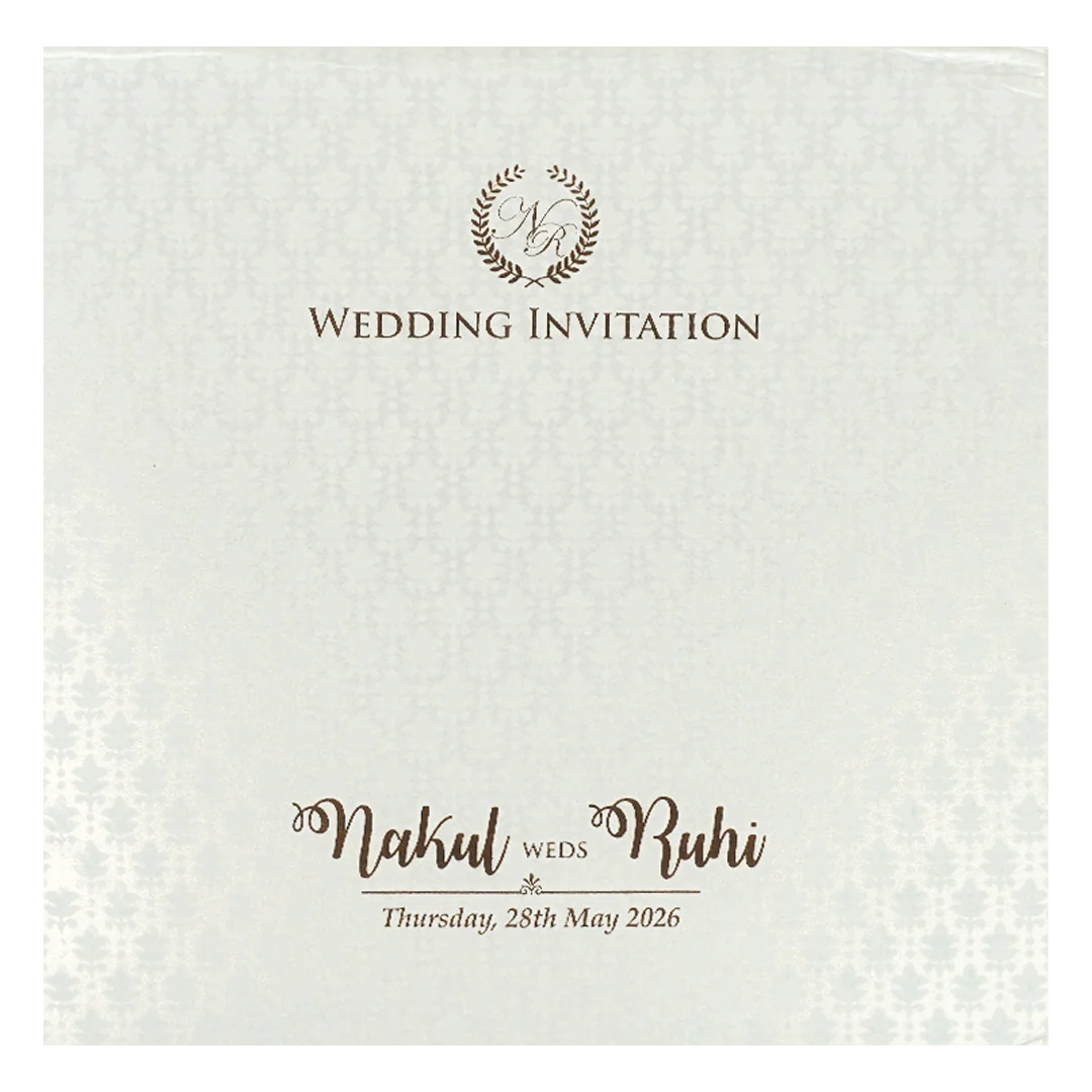 White Pastel Floral Border Padded Wedding card-KRE28300 - Image 4