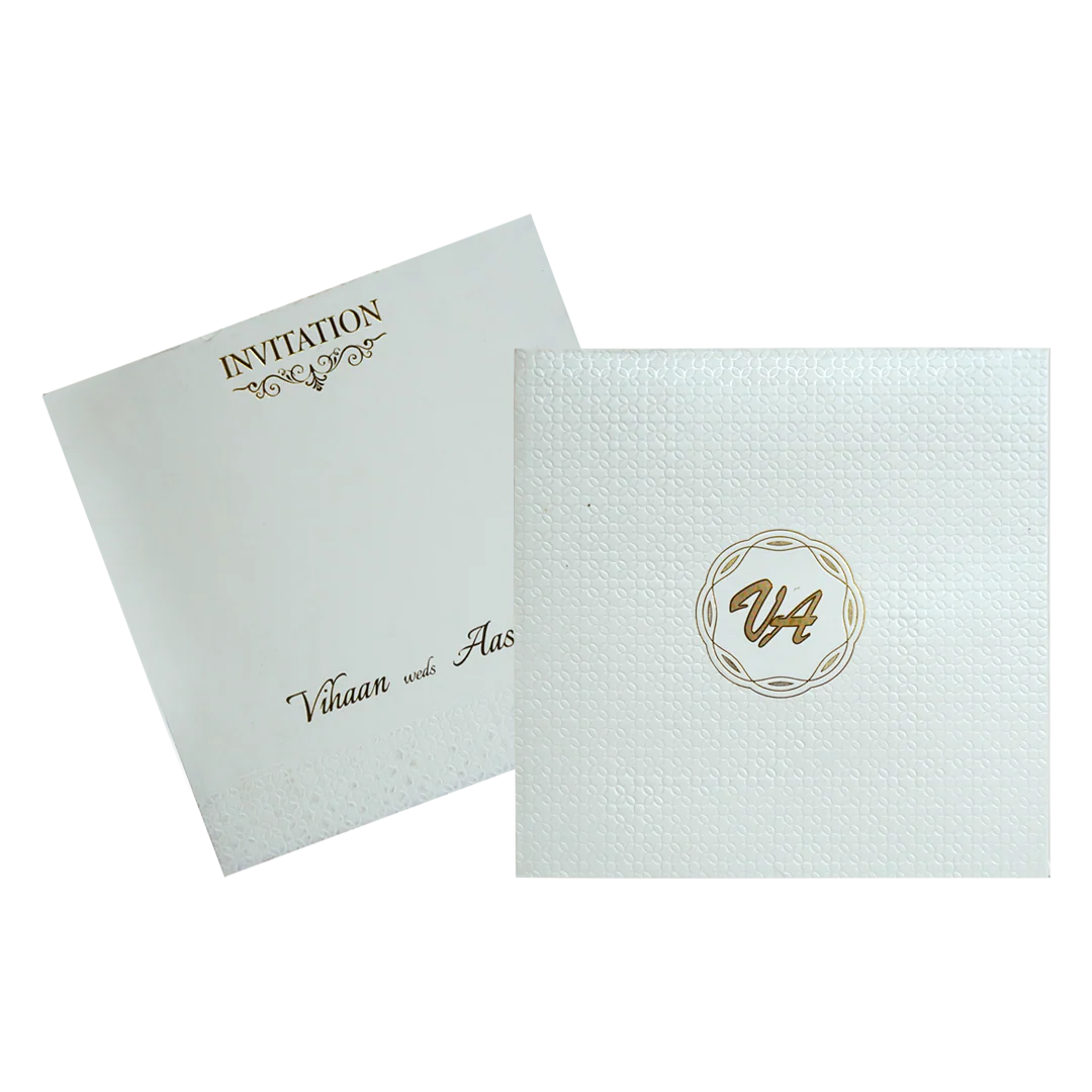 White Textured Wedding Card-KRC30462 - Image 2
