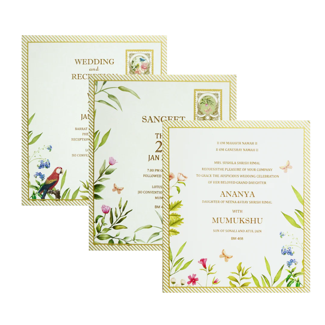 White Tracing Sheet Seal Wedding Card-KBM04680 - Image 5