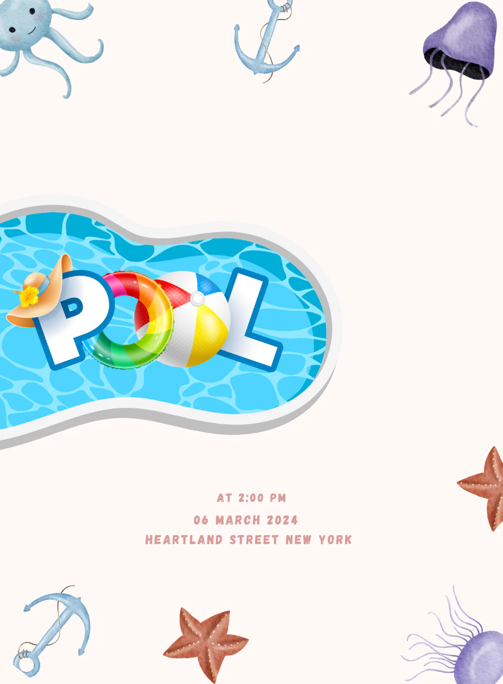 White Anchor Pool Party Invitation-AAPPI015 - Image 2