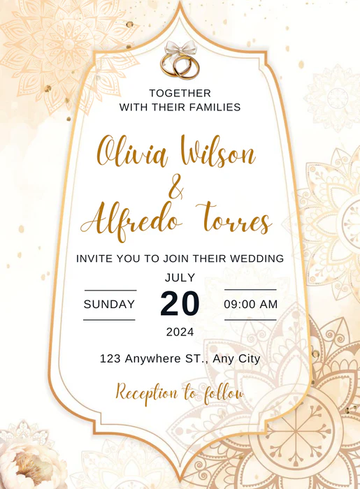White and Gold Elegance Custom Wedding Invitations-AACUW004 - Image 2