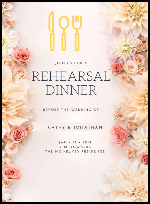 White Bloom Rehearsal Dinner Invitation-AARES009 - Image 2