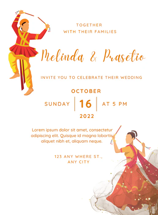 White Dance Rajasthani Wedding Invitation-AARWI010 - Image 2