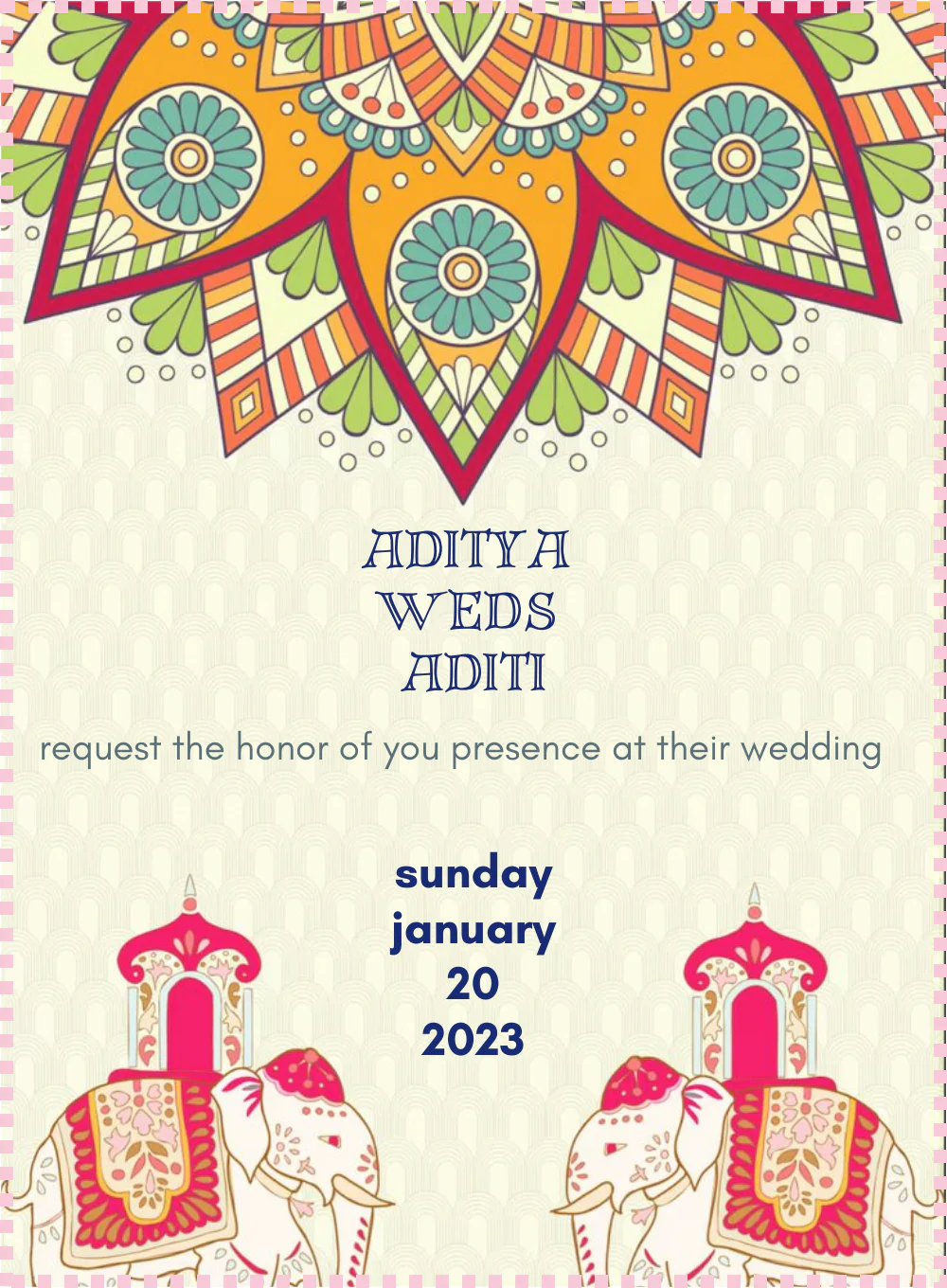 White Elephants Jain Wedding Invitation-AAJWI003
