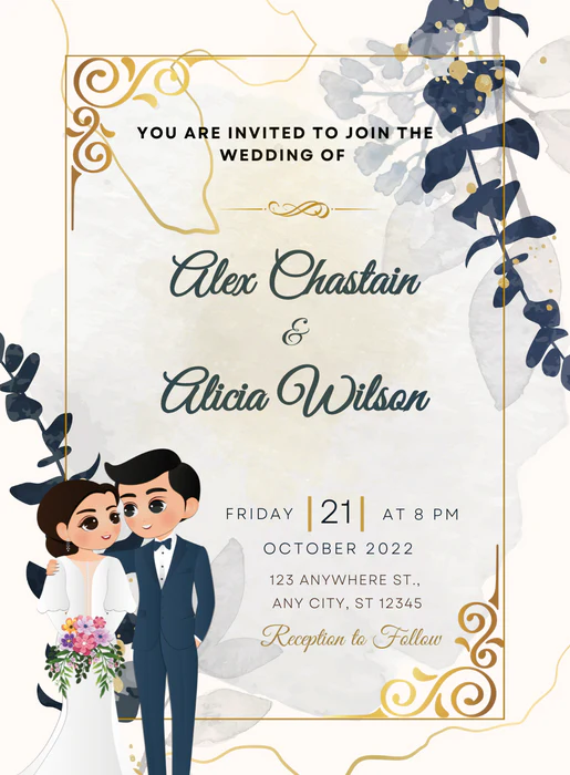 White Frame Custom Wedding Invitations-AACUW006 - Image 2