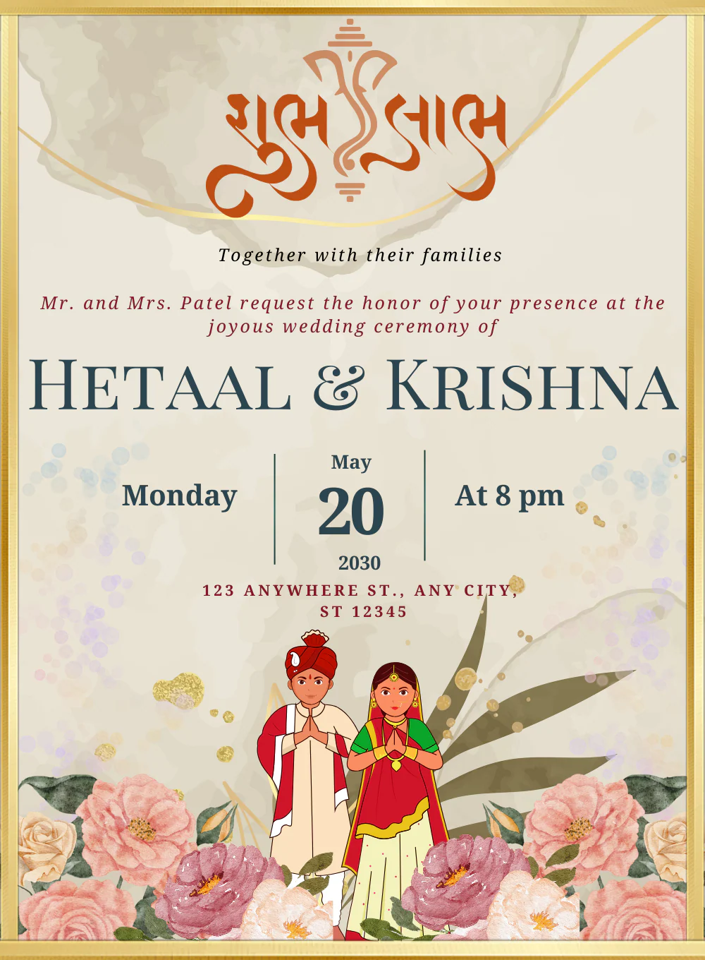 White Hands Gujarati Wedding Invitations-AAGWI022