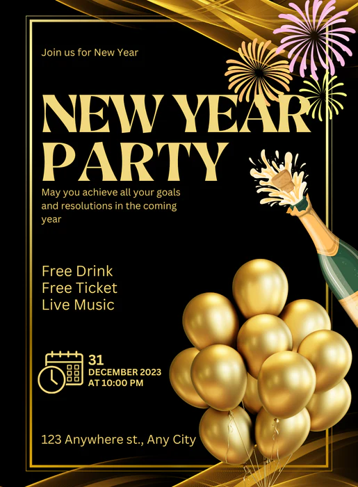 White Sparkle New Year Party Invitation-AANYI010 - Image 2