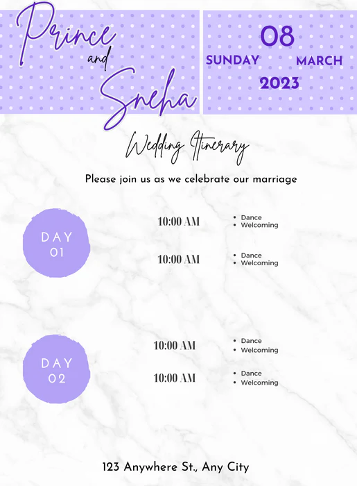 White Watercolor Wedding Itinerary Invitation-AAWII029 - Image 2