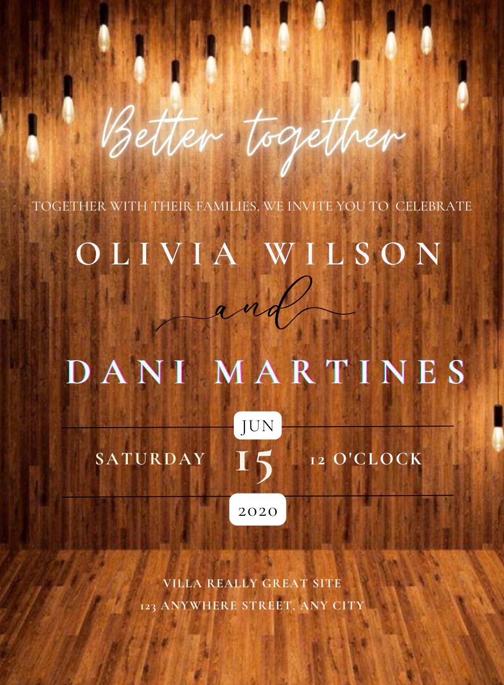 Wood Lights Reception Party Invitation-AARPI032