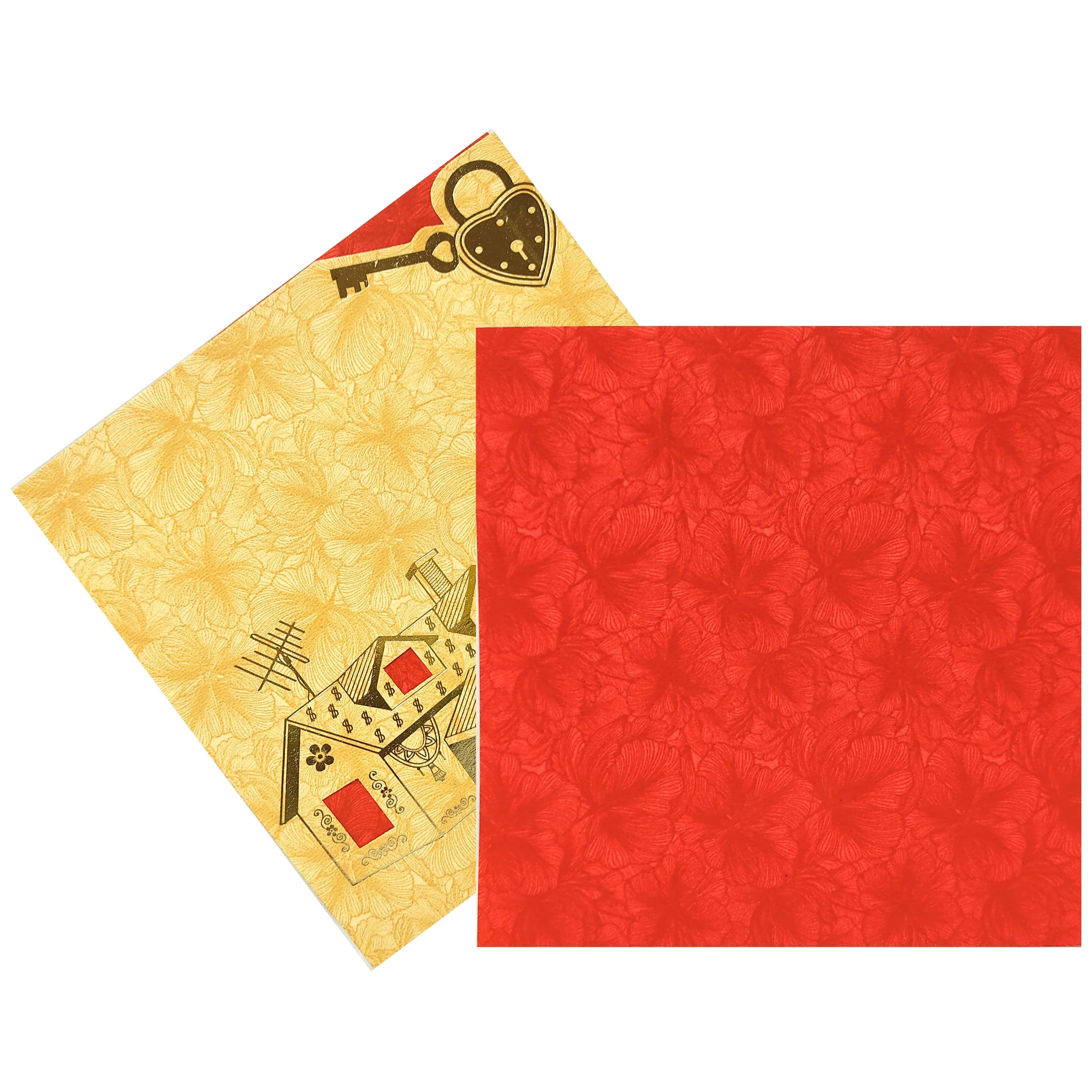 Yellow Floral House Warming Invitation With Red Cover-KADS0006