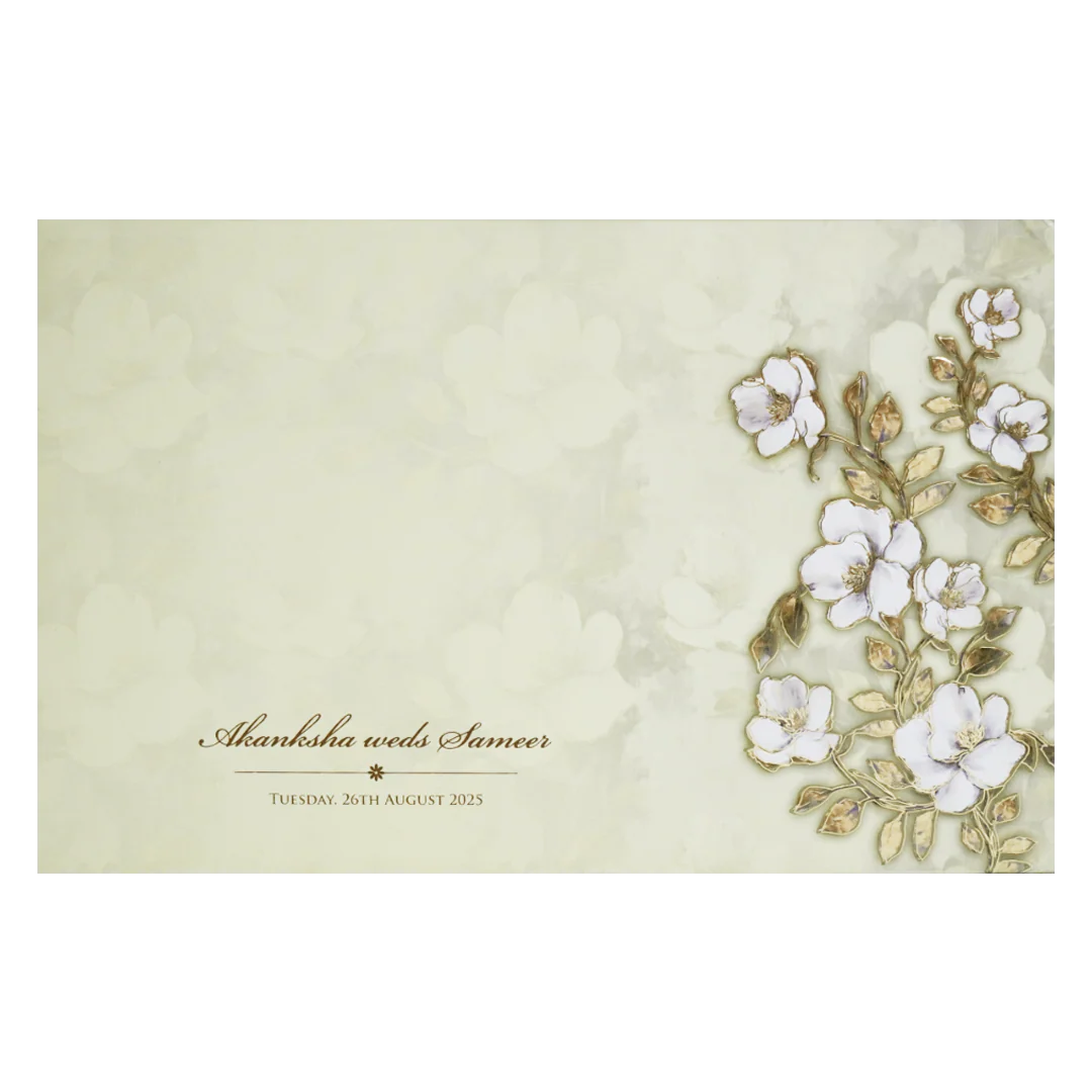 Yellow Floral Padded Wedding Card-KPR23830 - Image 4