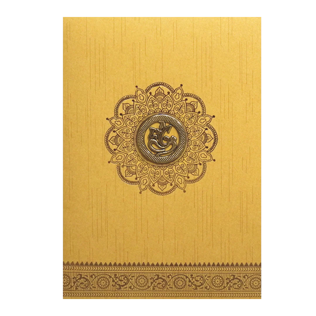 Yellow Golden Ganesha Wedding Card-KNKR026G - Image 3
