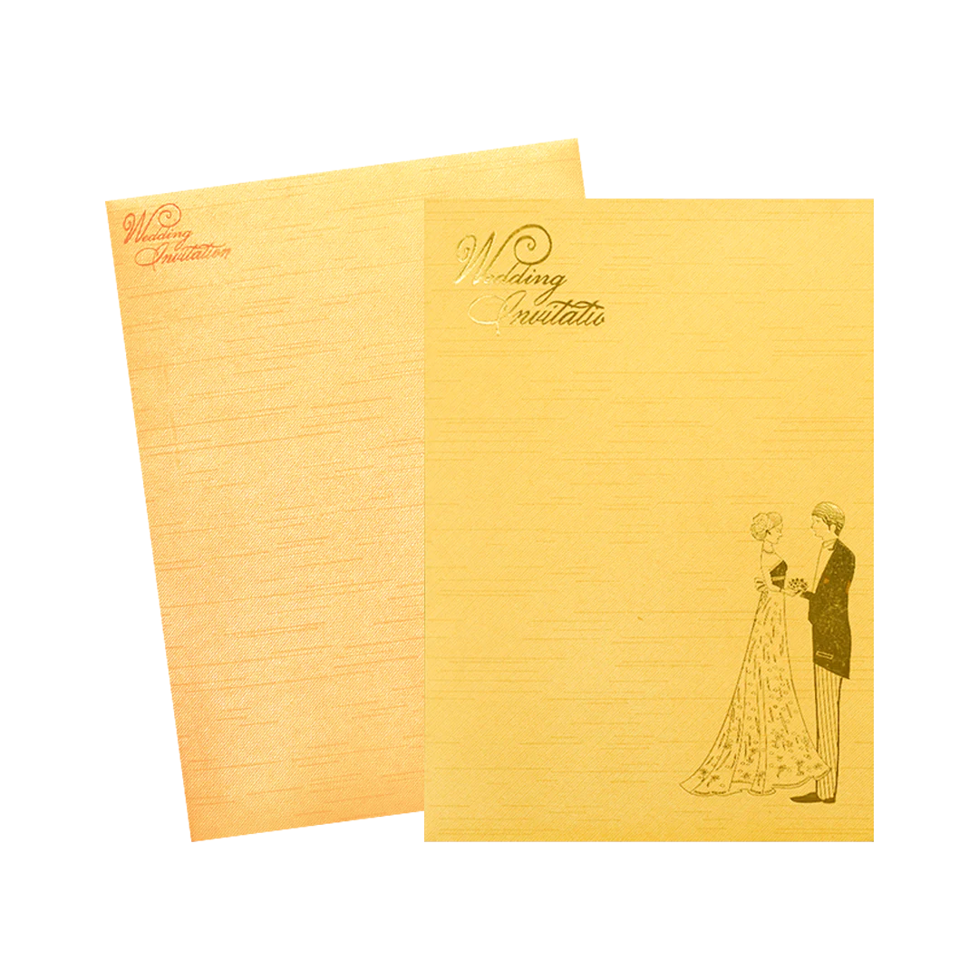 Yellow Western Couple Wedding Card-KNKR035G - Image 2