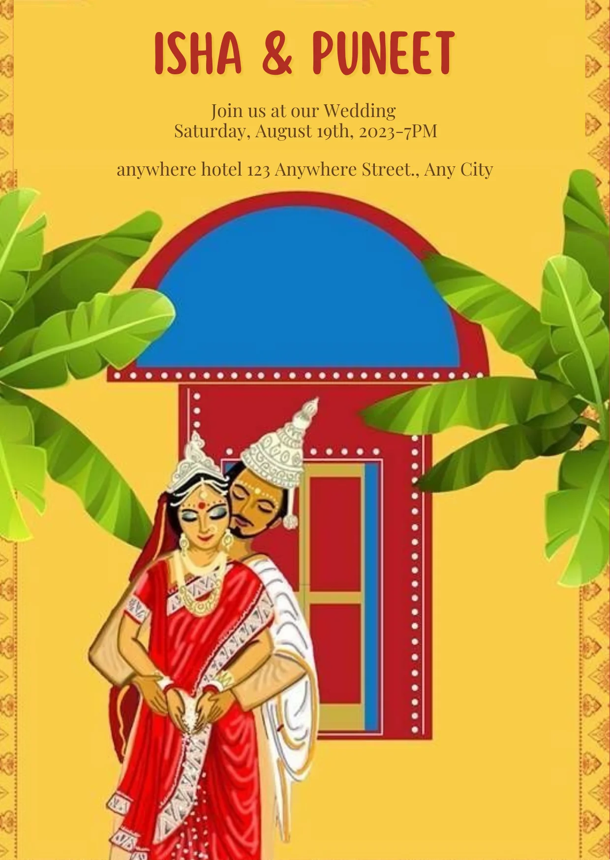 Yellow Topor Design Bengali Wedding Invitation-AABWI002